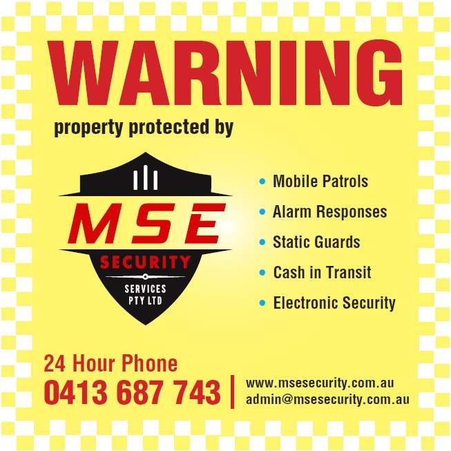Warning sign of companies protected by MSE Security Brisbane