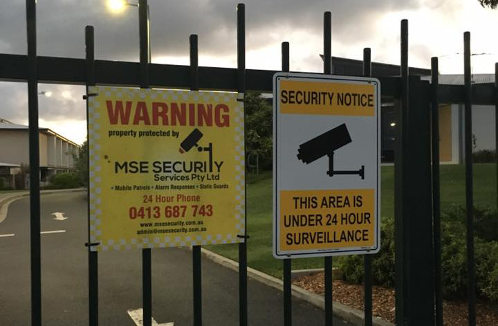Warning sign at a Redland Bay location protected by MSE Security